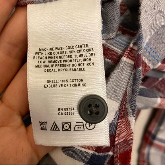 Columbia mens Burgundy gray 100% cotton plaid Long Sleeve button up Shirt-4X - Picture 4 of 9